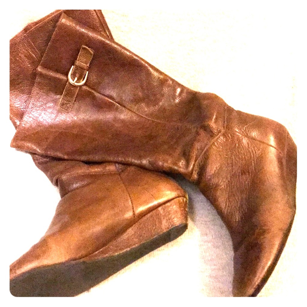 Steve Madden Intyce Boot - Low Wedge - Cognac Brwn